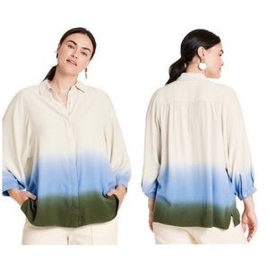 NWT Rachel Comey x Target Dip Dye 3/4 Sleeve Button Up Top (L)